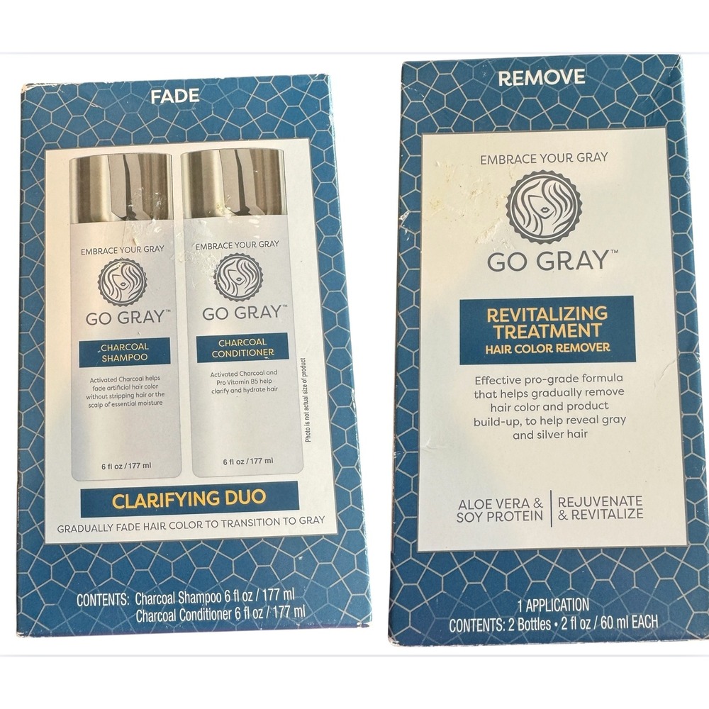 Go Gray Clarifying Duo Charcoal Shampoo Conditioner & Revitalizing Treatment Set